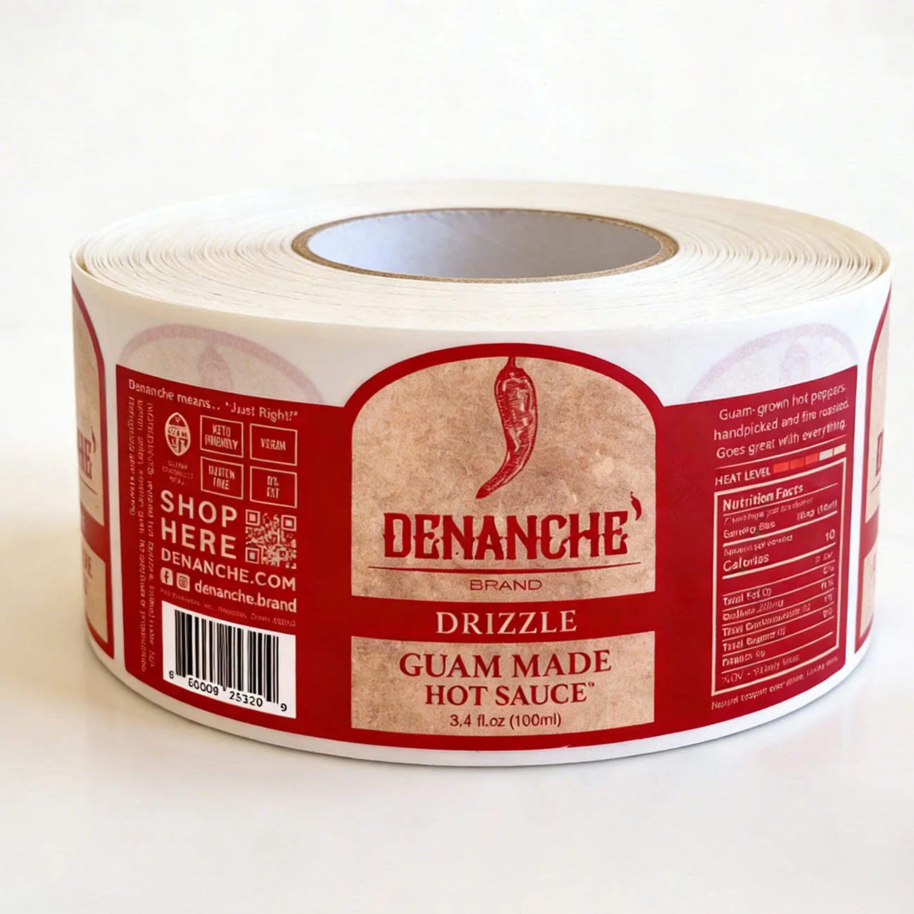 Red Hot Sauce Wrap Label Roll