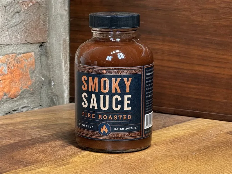 Round glass sauce bottle