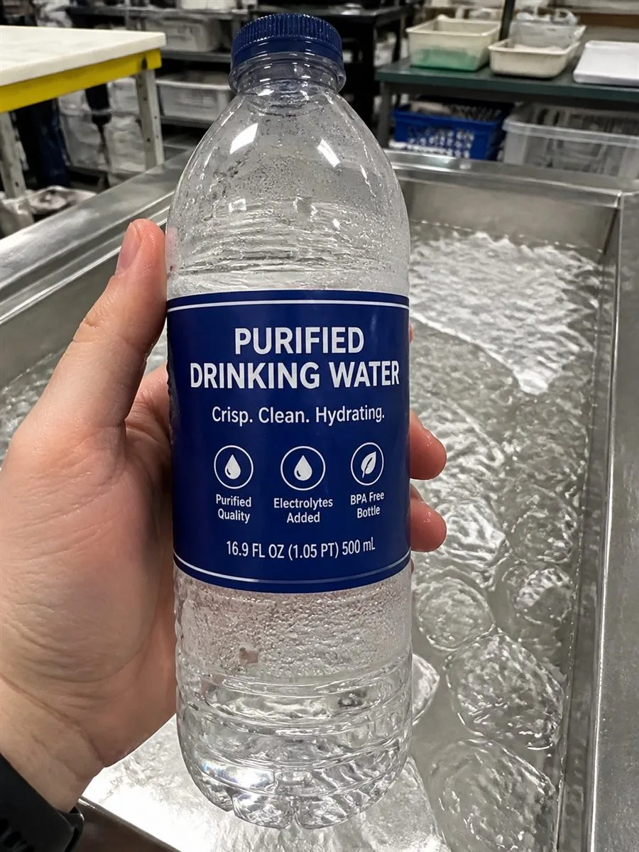 Same label after overnight ice soak inspected under light with no whitening