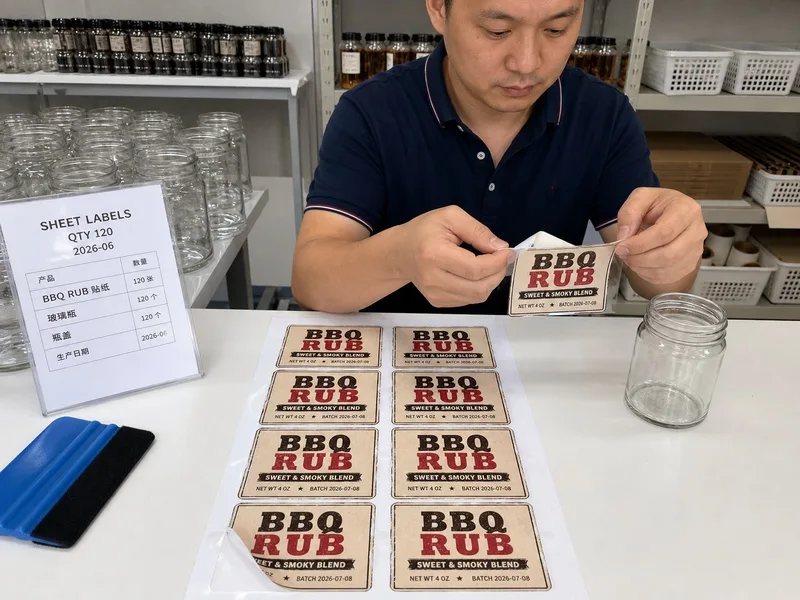 sheet labels hand apply spice batch