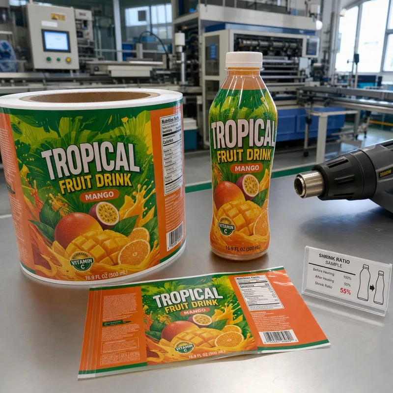 Shrink sleeve 360 juice label material for tapered bottles