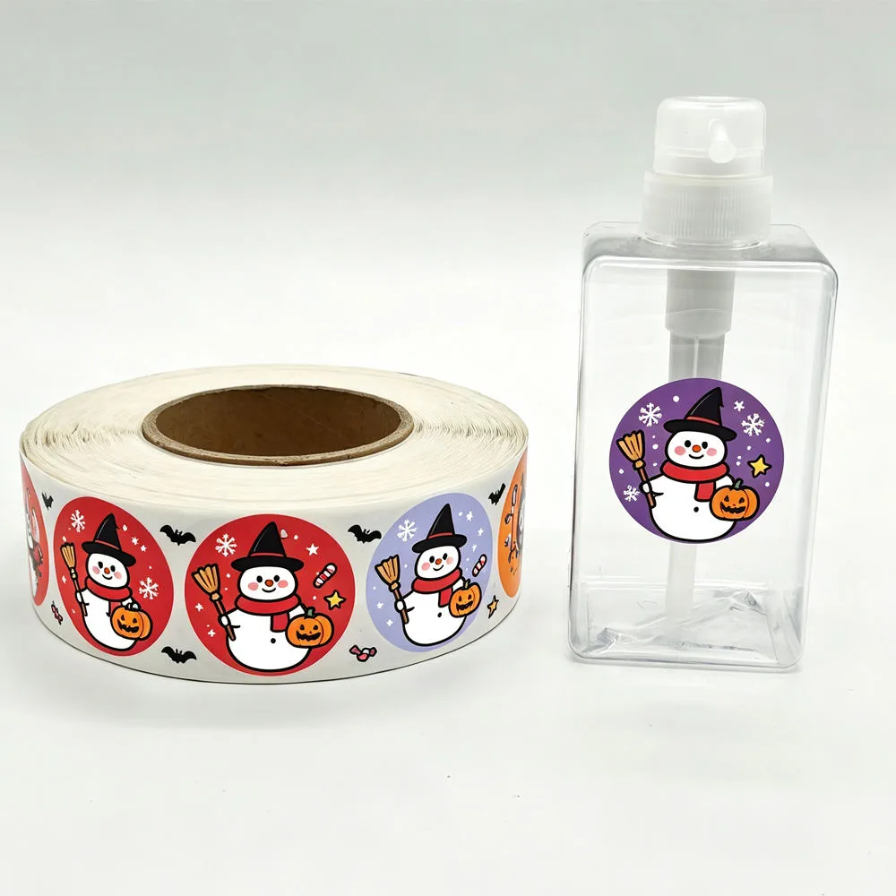 Snowman Sanitizer Bottle Vinyl Labels On Roll