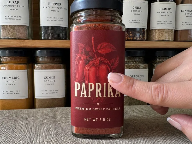 soft touch lamination premium paprika label