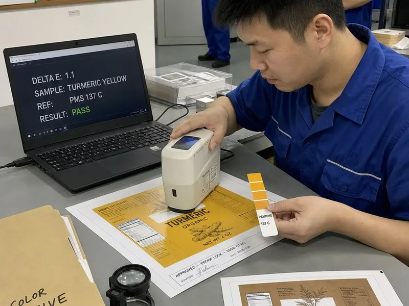 spectrophotometer Pantone reference spice label QC desk