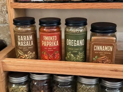 spice seasoning jar labels fine text