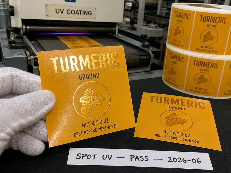 spot uv gloss turmeric spice label matte