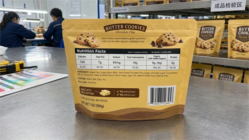 Tabular nutrition facts panel wide pouch