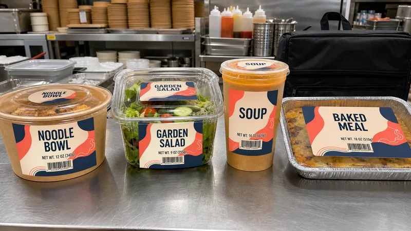 takeaway food container label system