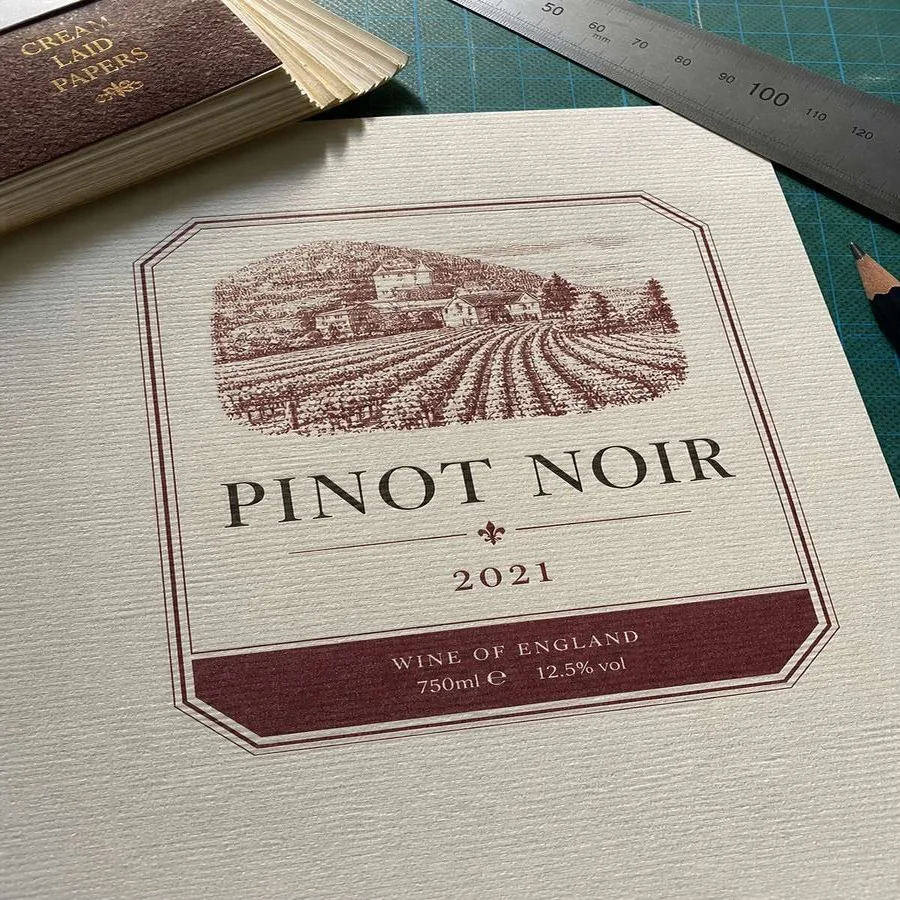 Textured wine label paper laid finish