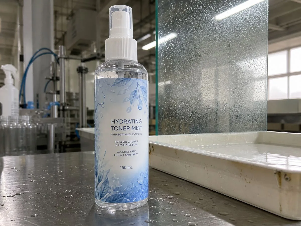 Toner mist bottle with full-wrap front label
