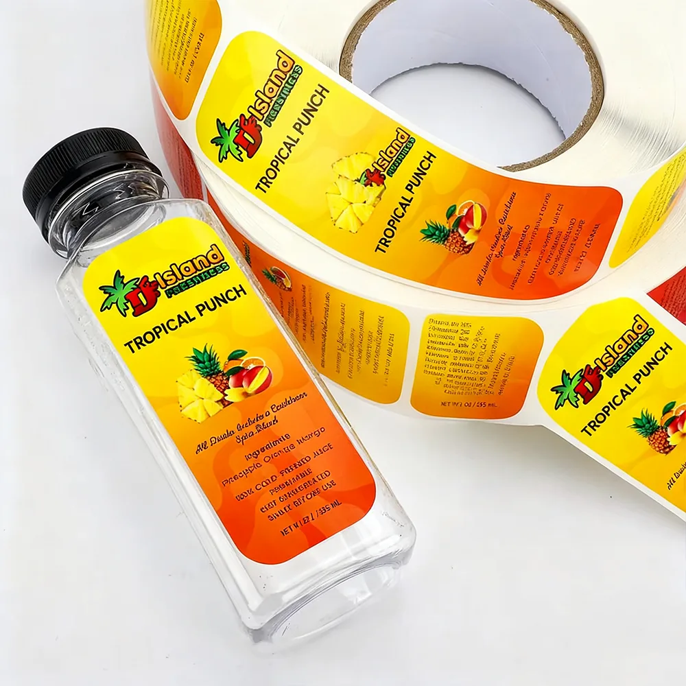 Tropical Fruit Juice Bottle Label Roll