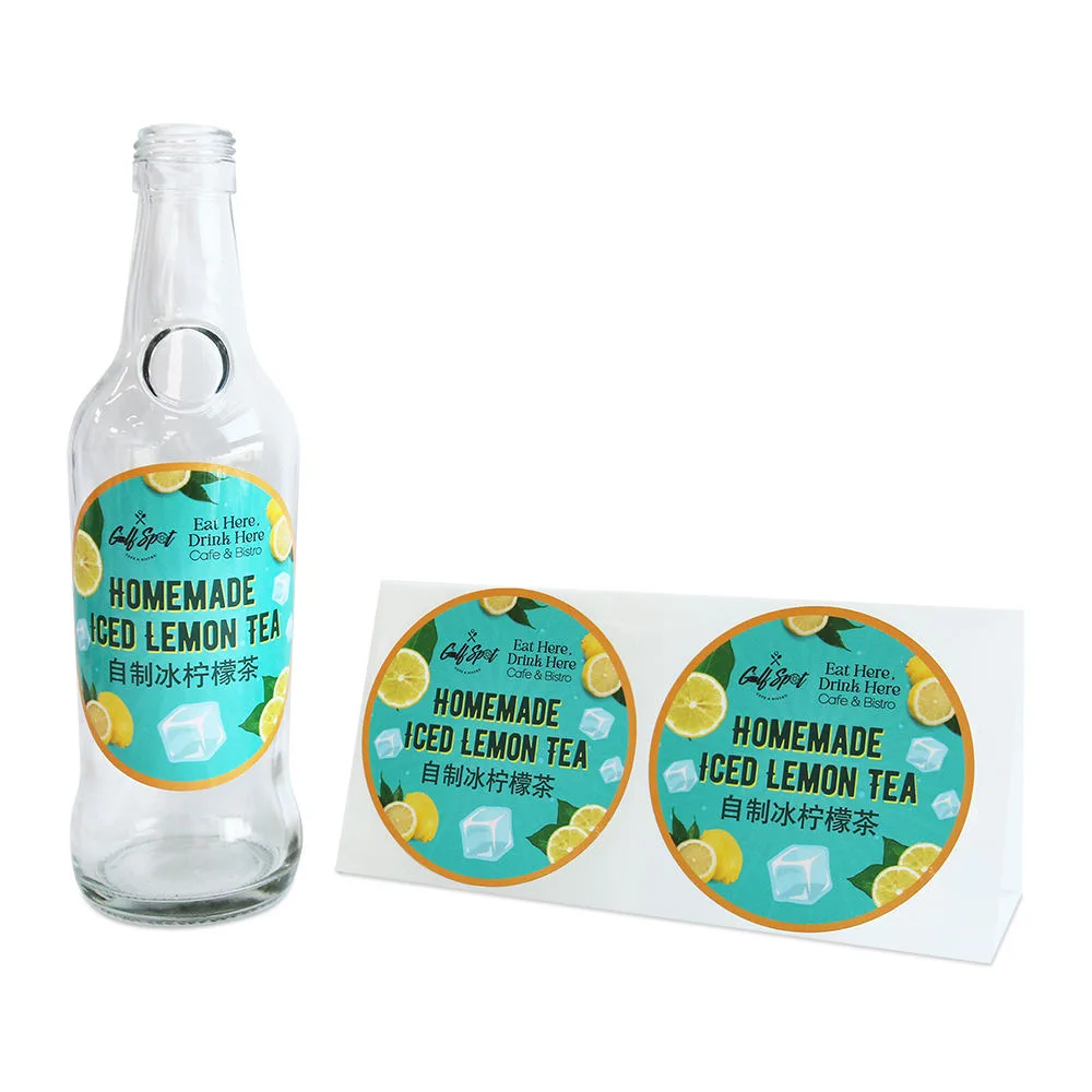 Waterproof Iced Lemon Tea Bottle Labels