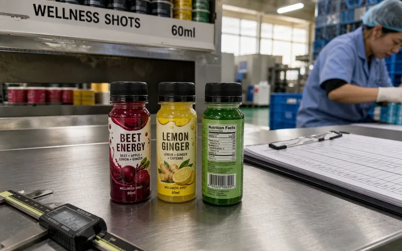 Wellness shots 25ml to 60ml small bottle label