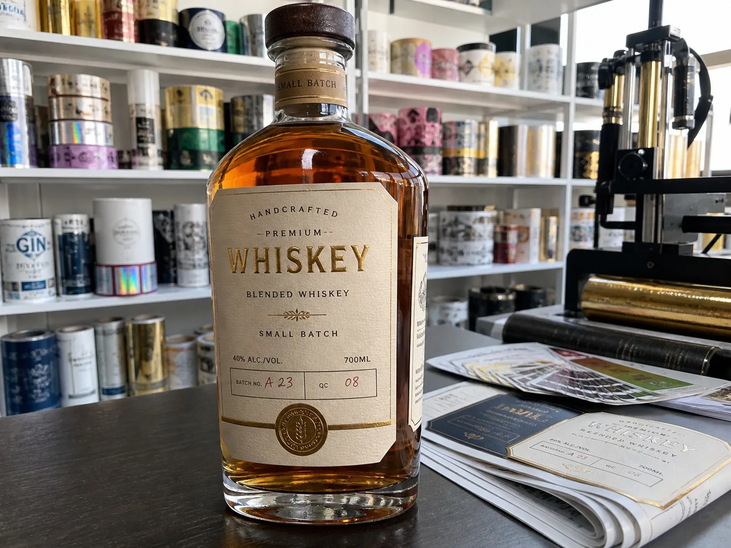 whiskey bourbon estate paper front label