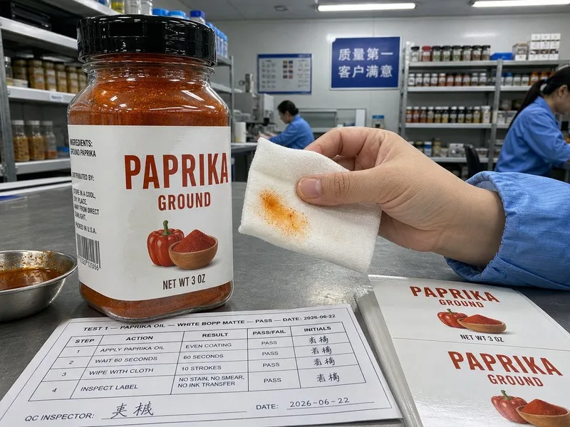 white BOPP matte paprika oil wipe clean spice label