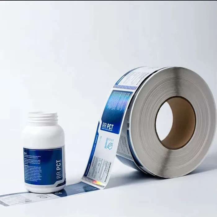 White Supplement Bottle Wrap Label Roll