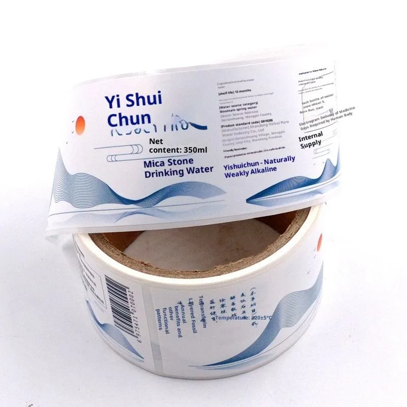 White Vinyl Mineral Water Labels On Rolls