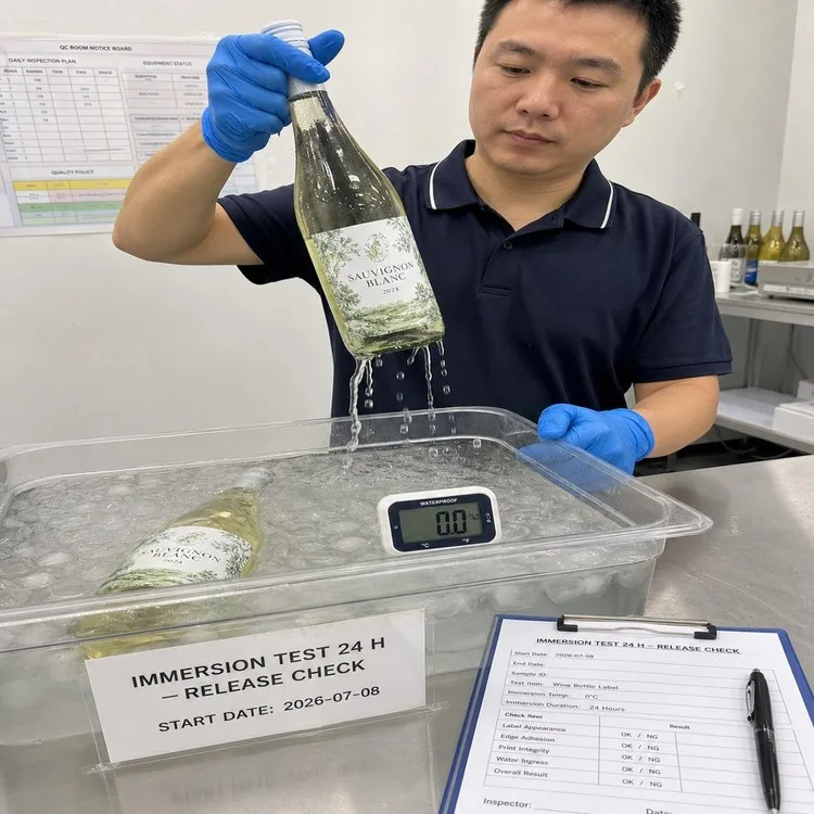 Wine label ice water immersion test