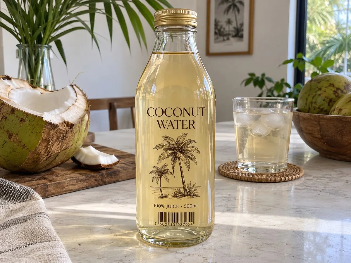 Clear label direct print pale coconut water