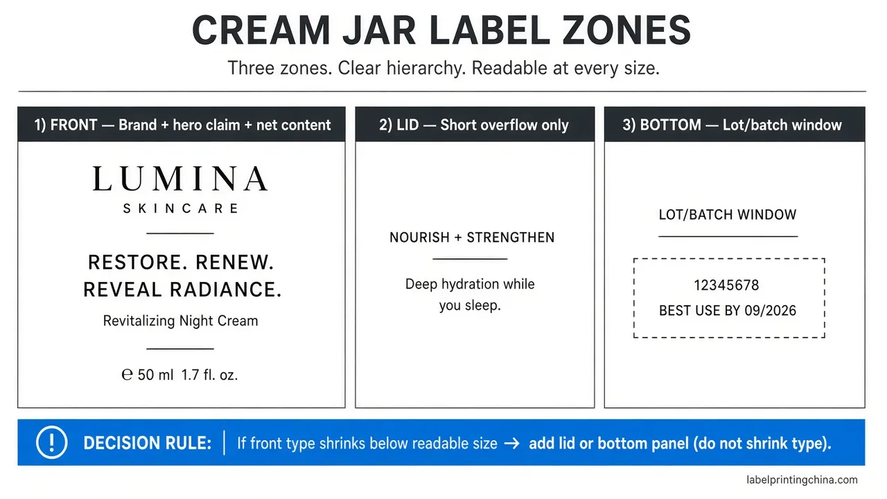 Cream Jar Label Zones Front Lid Bottom