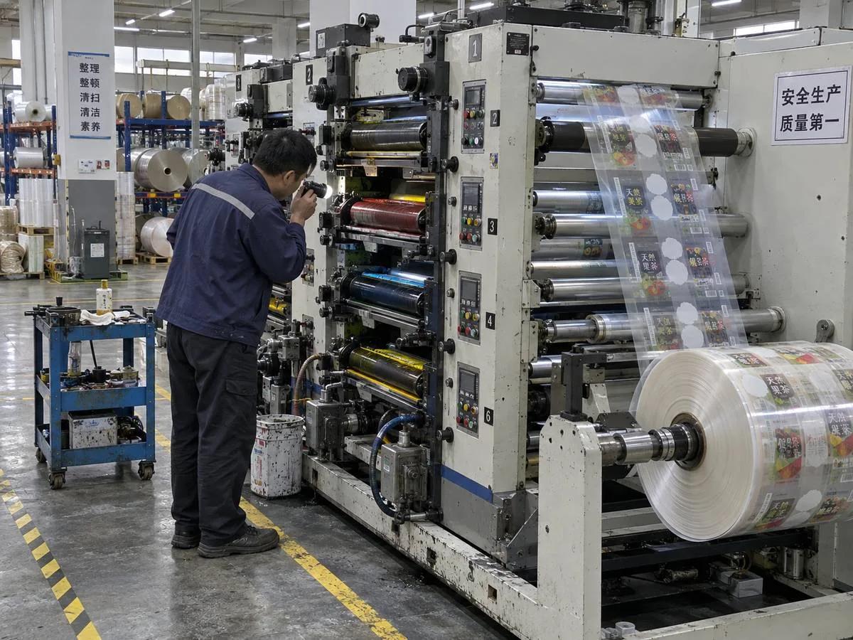 Flexo press clear label volume production
