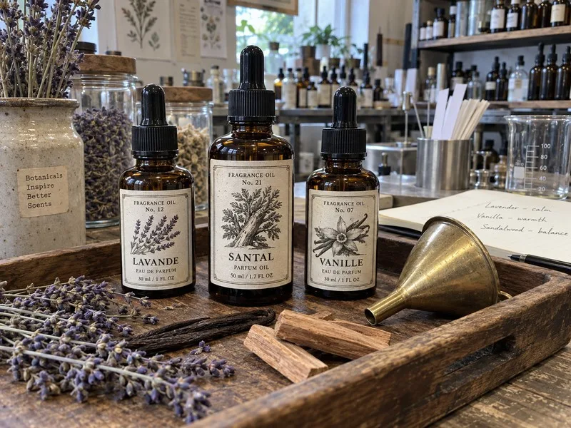 Fragrance oil bottle with oil-resistant label
