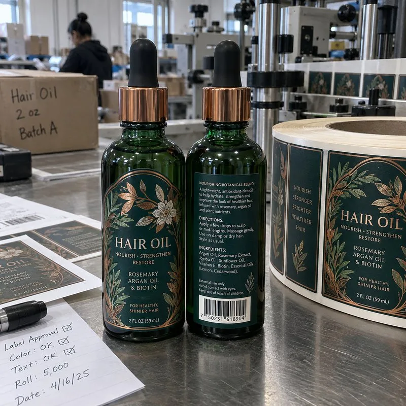 Premium glass bottle labels for hair care