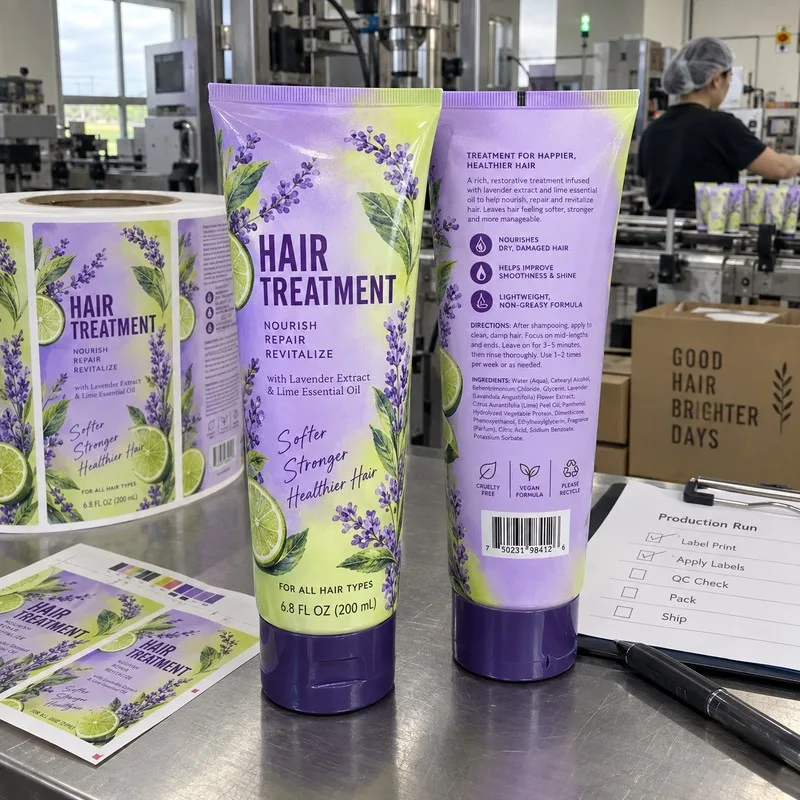 Hair care tube labels full wrap