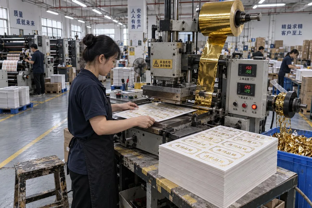 Hot foil stamping machine label factory