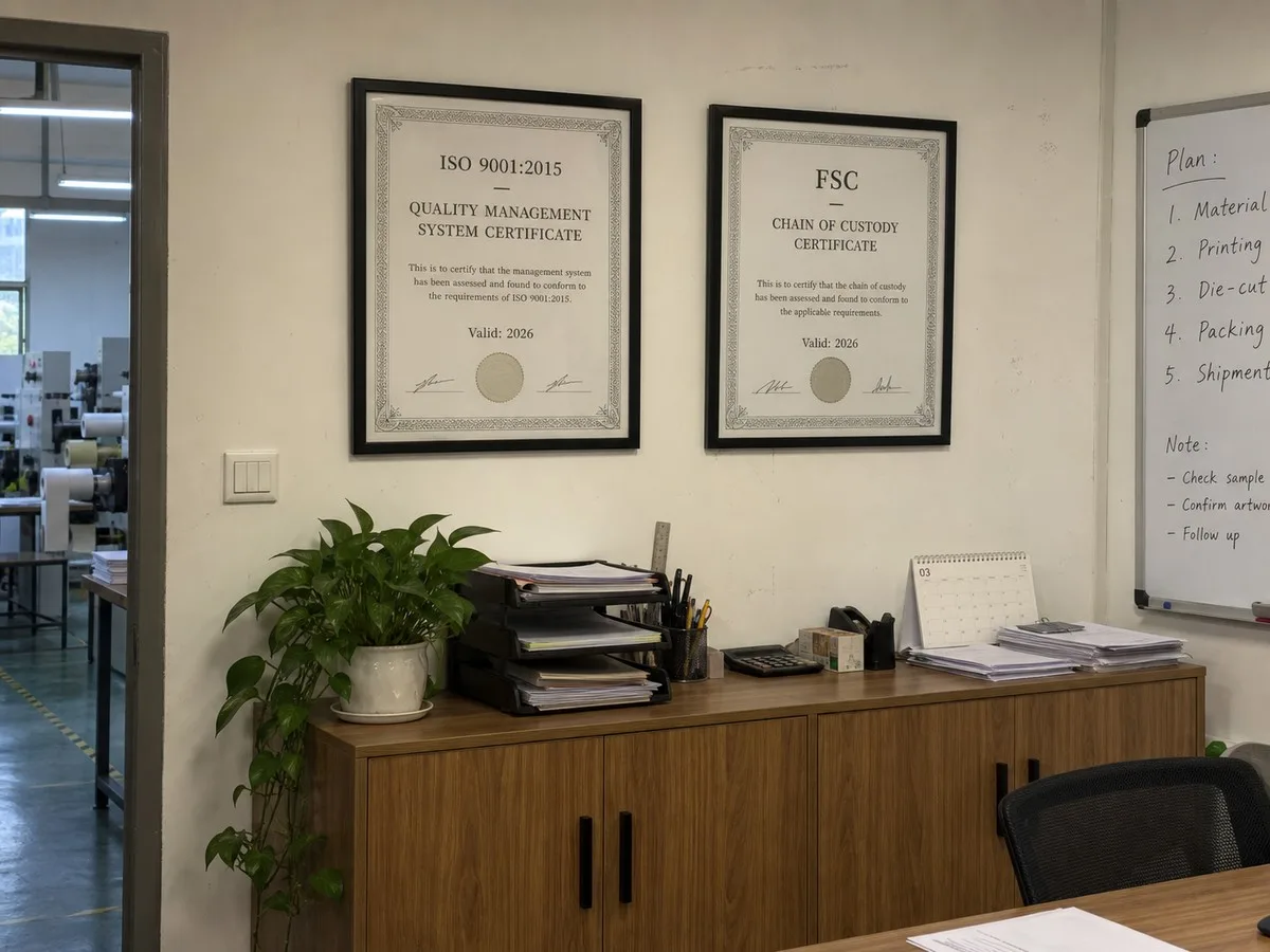ISO 9001 FSC label factory certificates