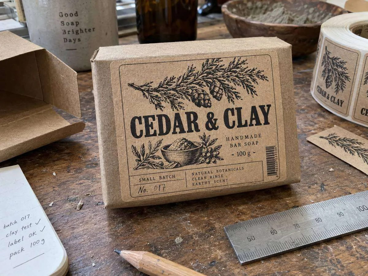 Kraft paper soap labels dry boxed bar