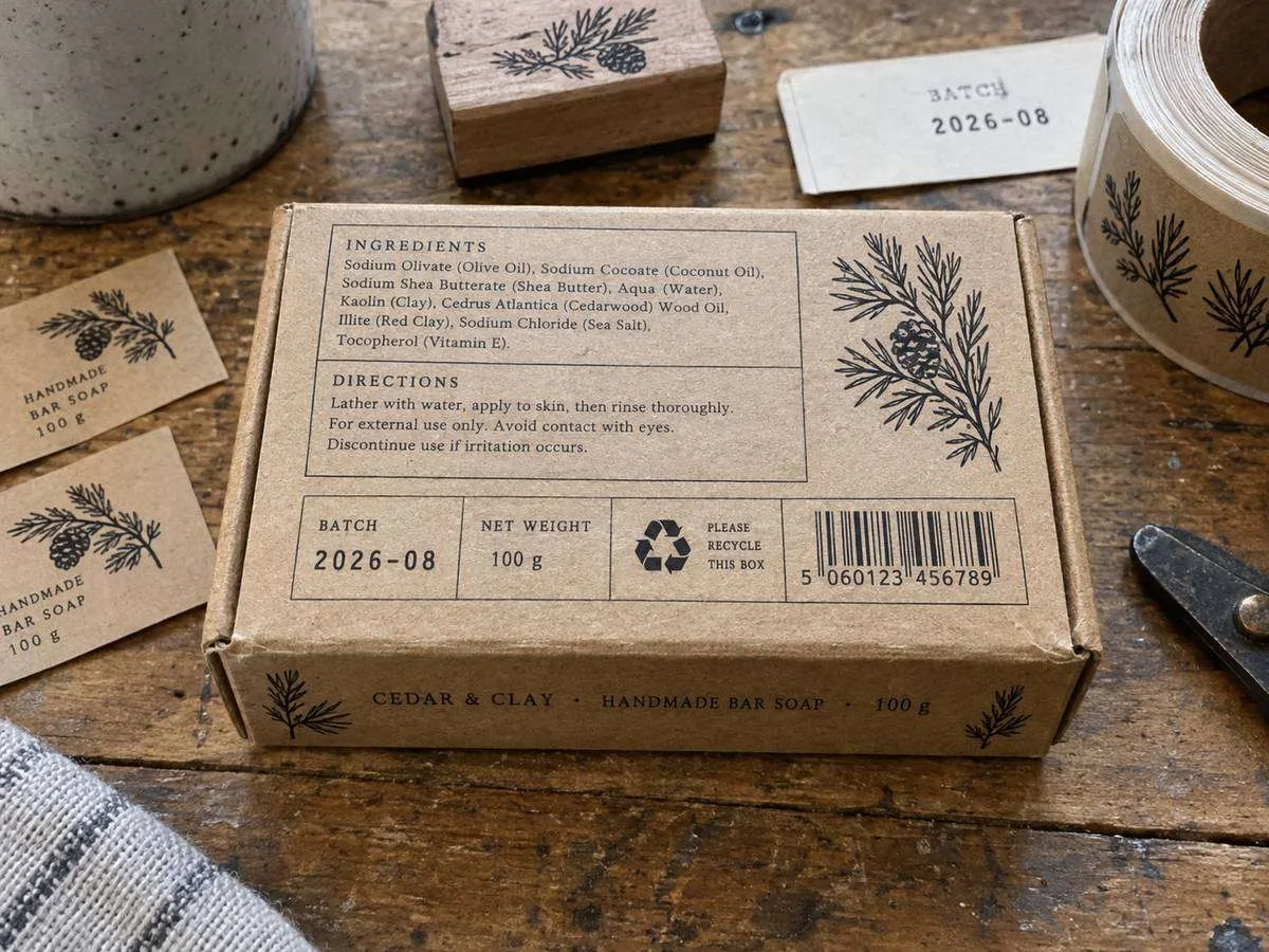 Kraft soap labels boxed bar back panel