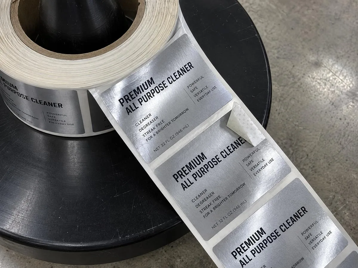 Machine applied foil labels roll spacing
