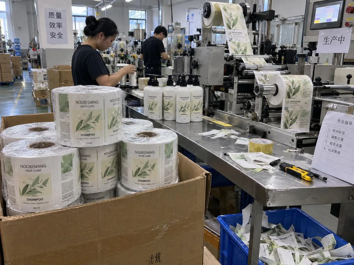 Machine ready shampoo label rolls