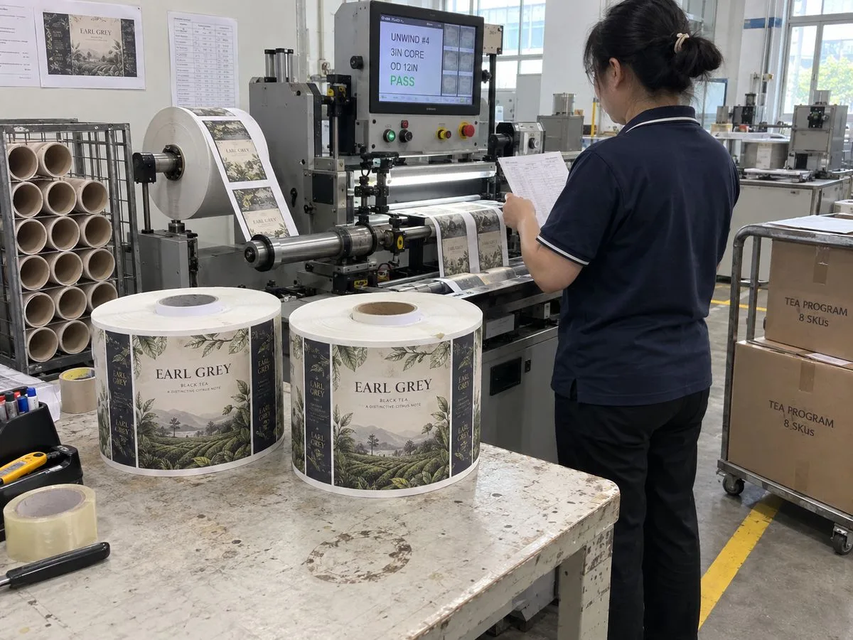 Machine ready tea label rolls