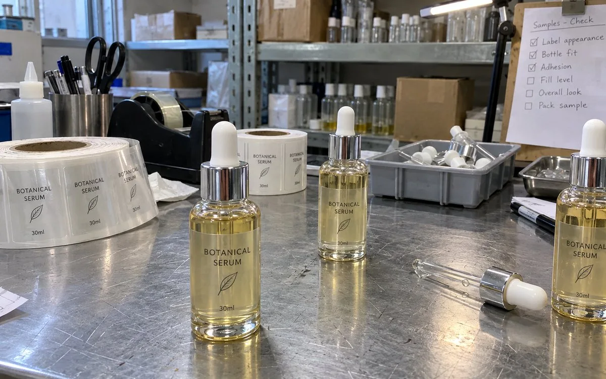MDO clear labels slim serum bottle
