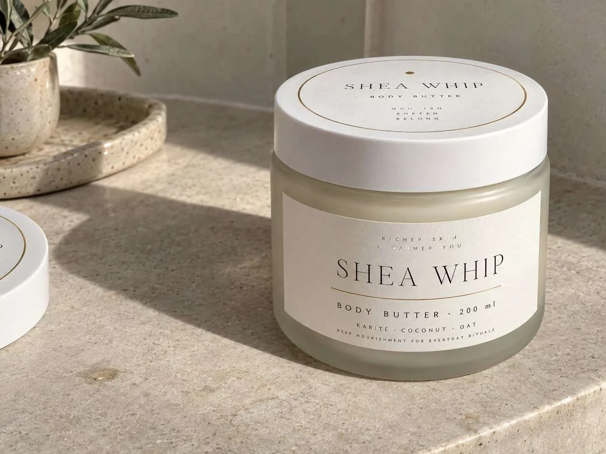 Minimal luxury soap labels bath butter jar
