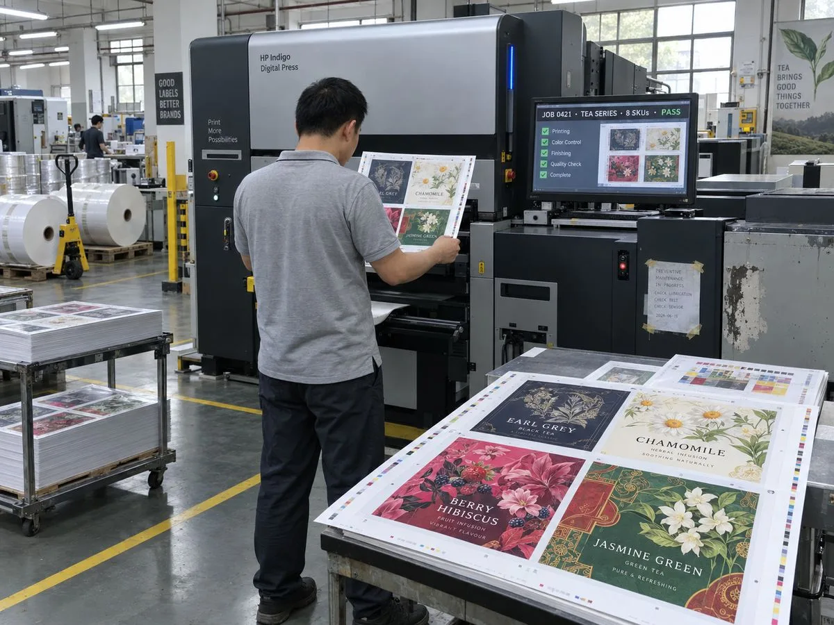Multi SKU tea label digital printing