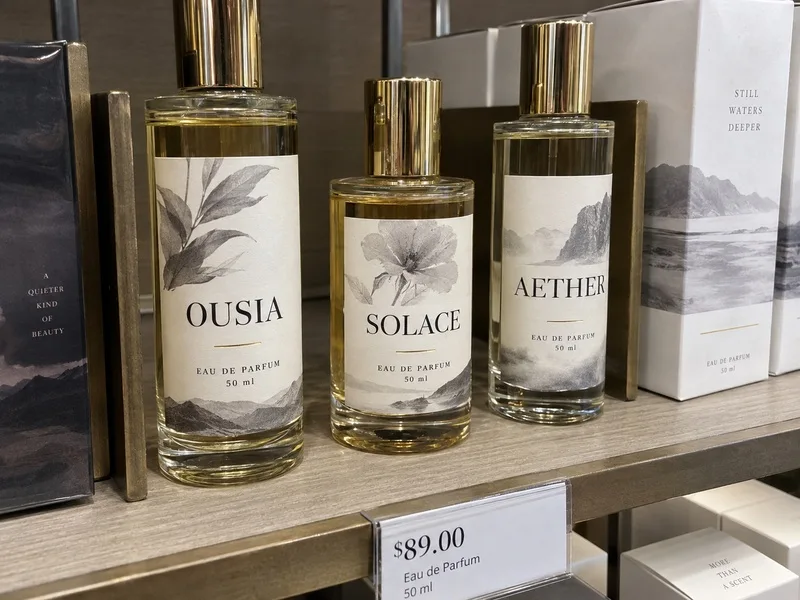 Perfume spray bottle with full-face film label