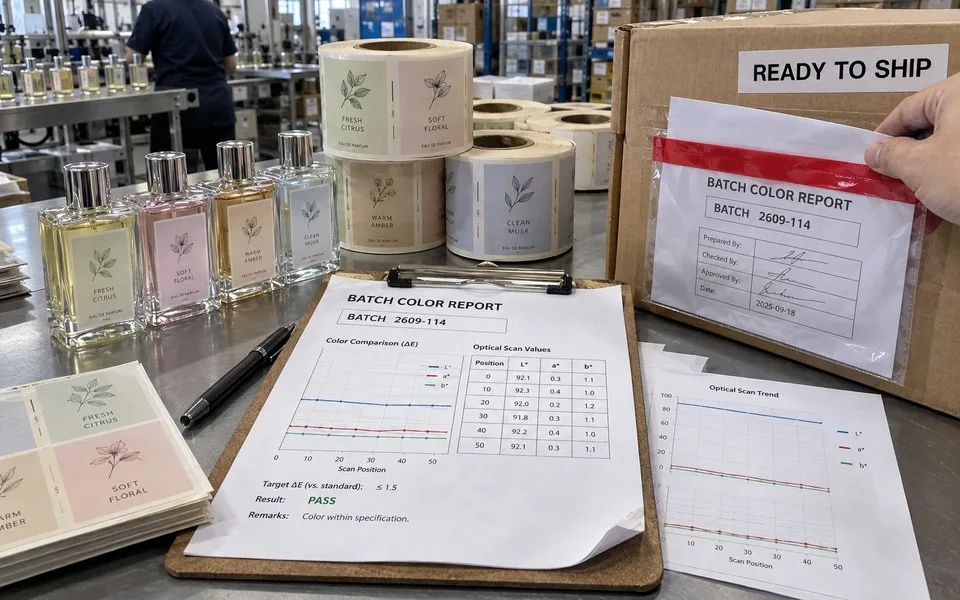 Optical scan records tied to a production batch