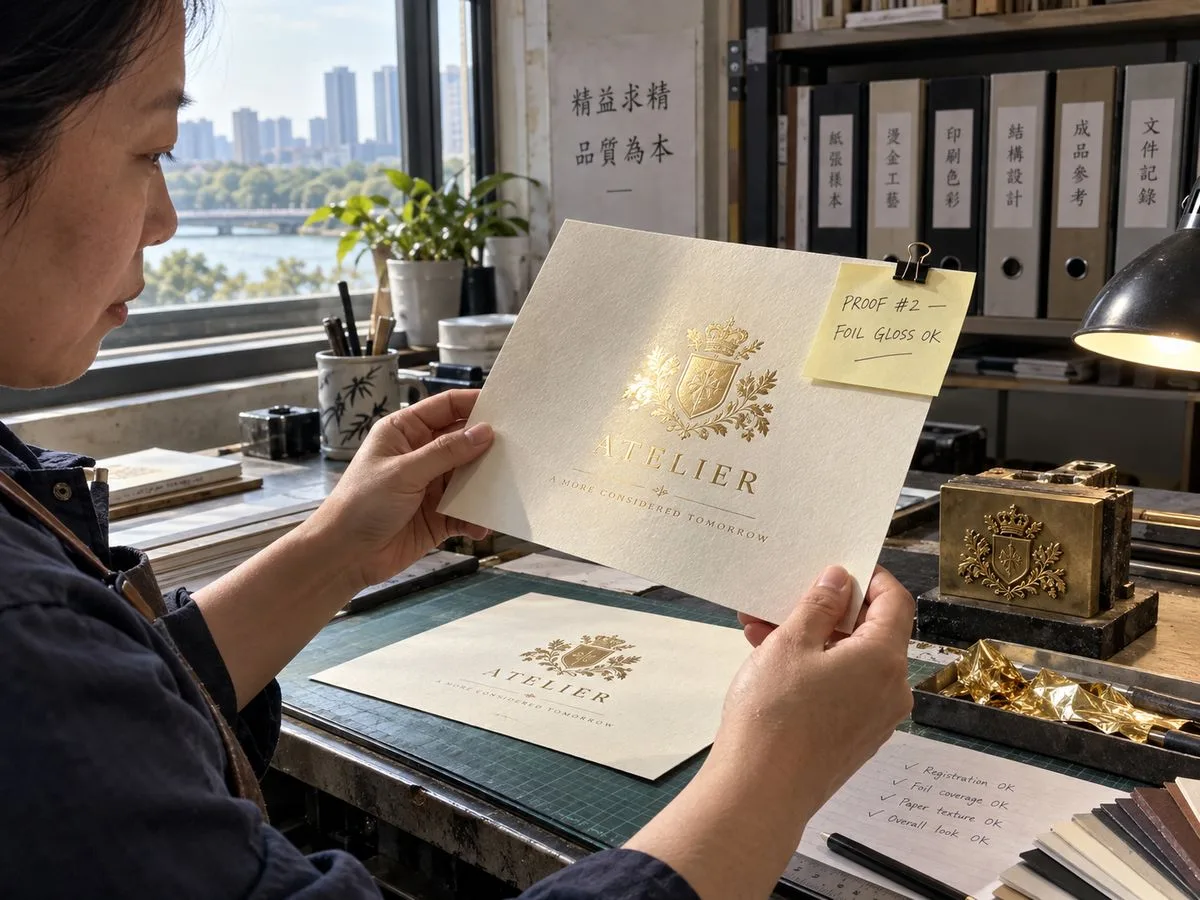 Printed foil proof on real stock