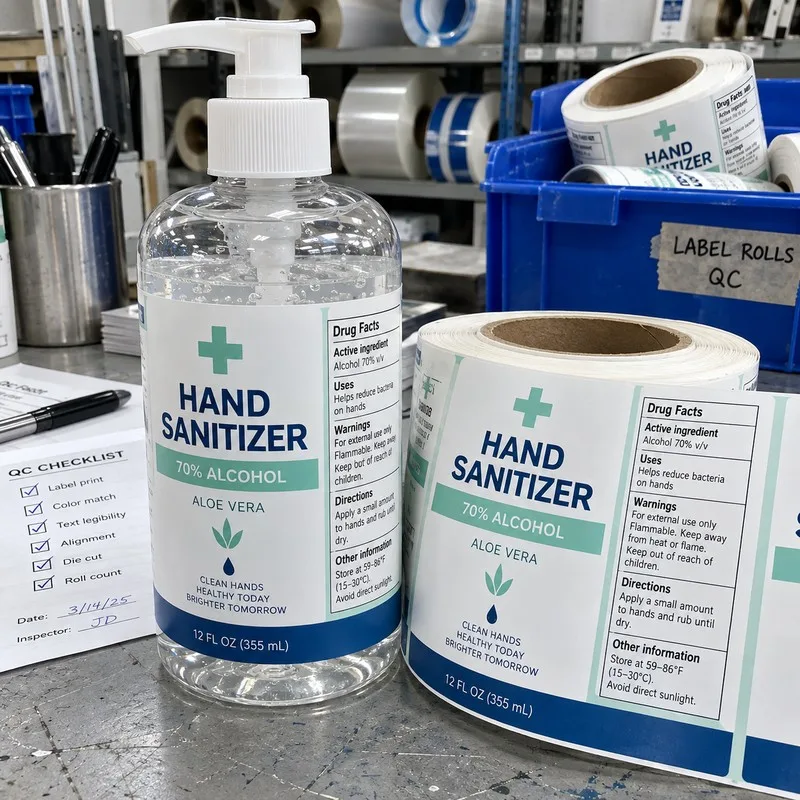 pump bottle sanitizer label roll