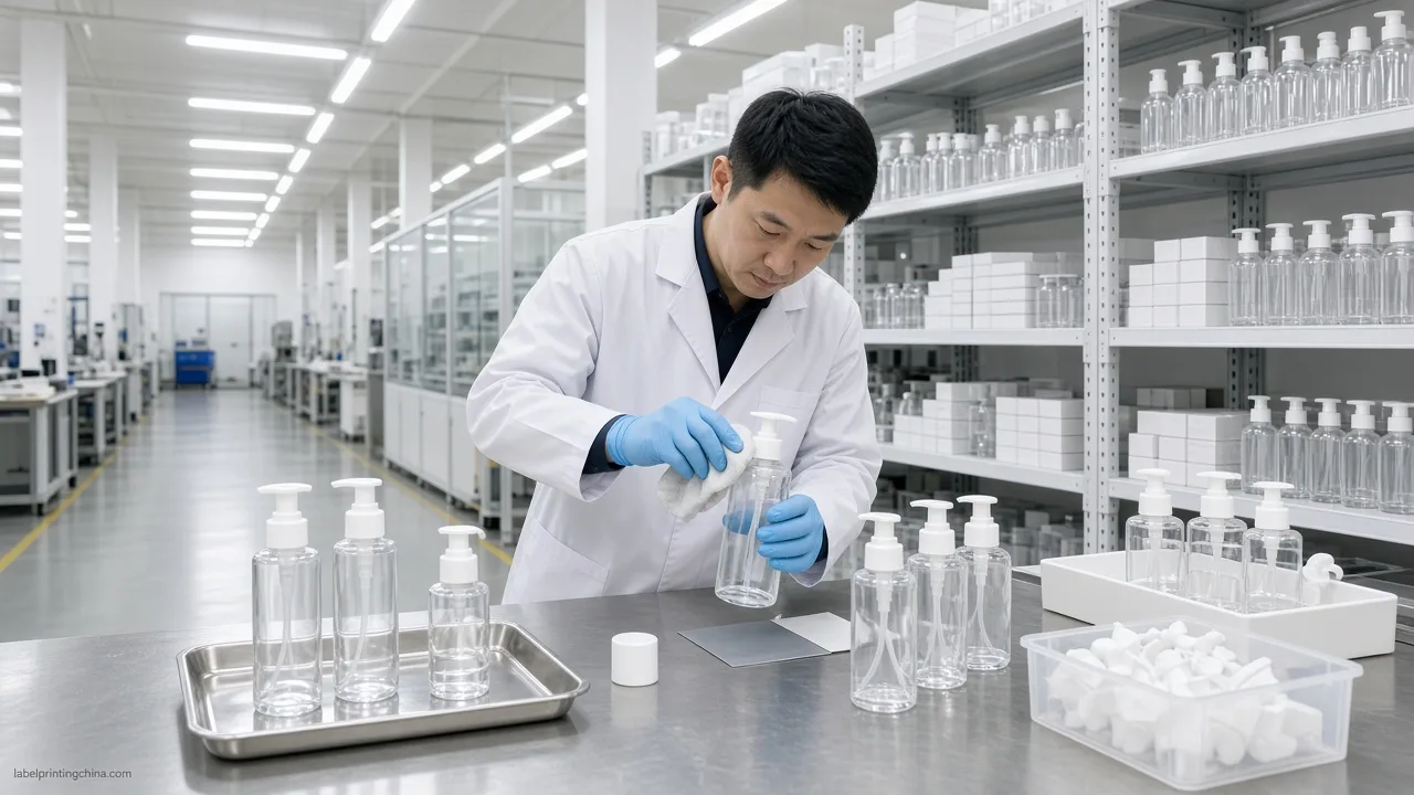 Qc Tests Bathroom Label Sample On Bottle