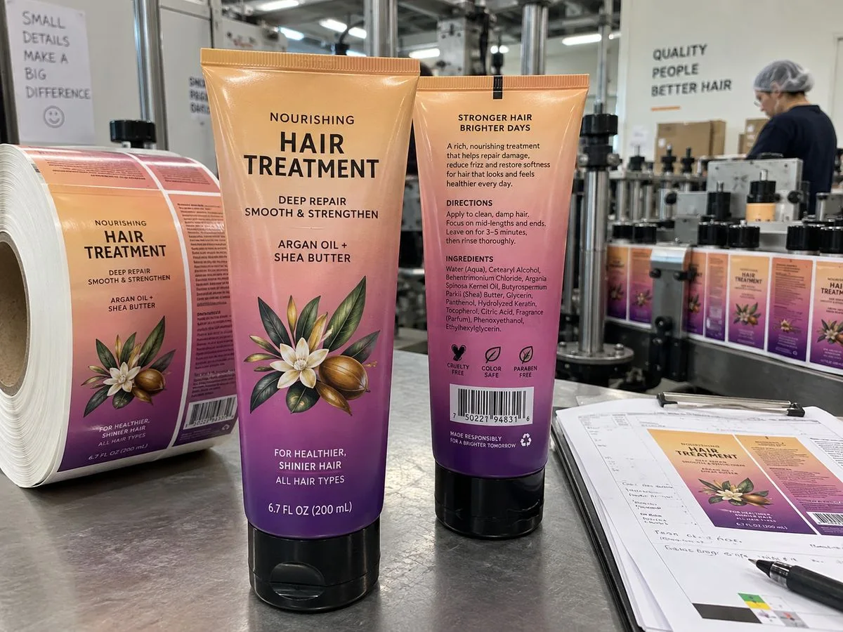 Salon hair treatment tube labels full wrap