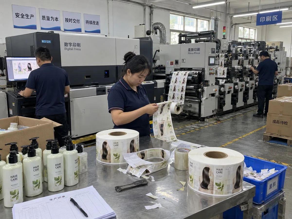 Shampoo label factory digital and flexo printing