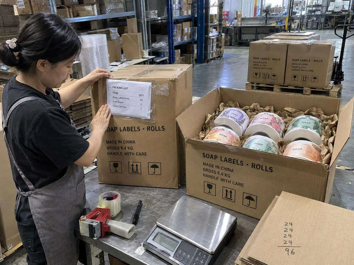 Soap label export carton packed