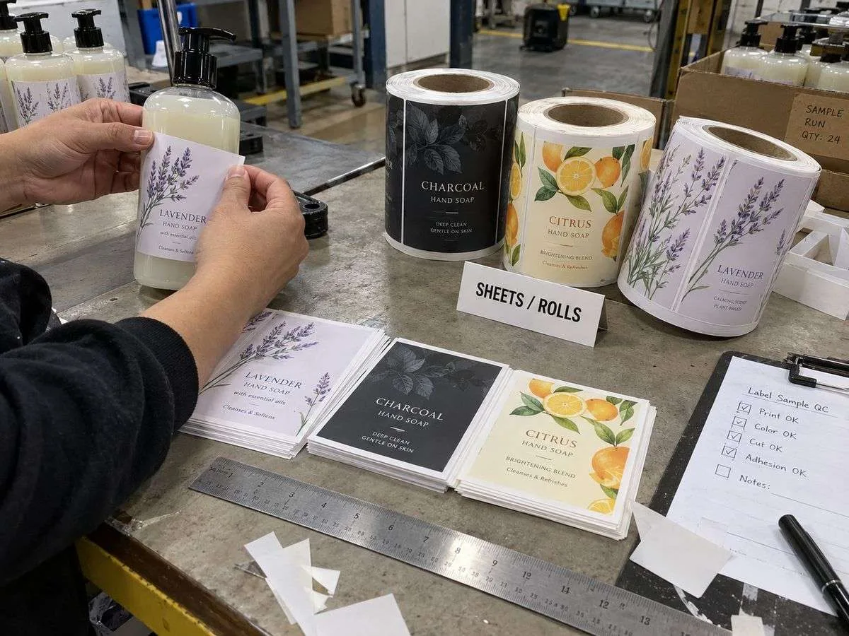 Soap label sheets and rolls application