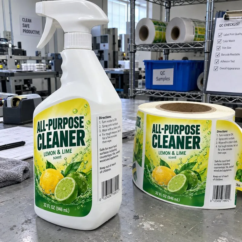spray bottle cleaning product label roll
