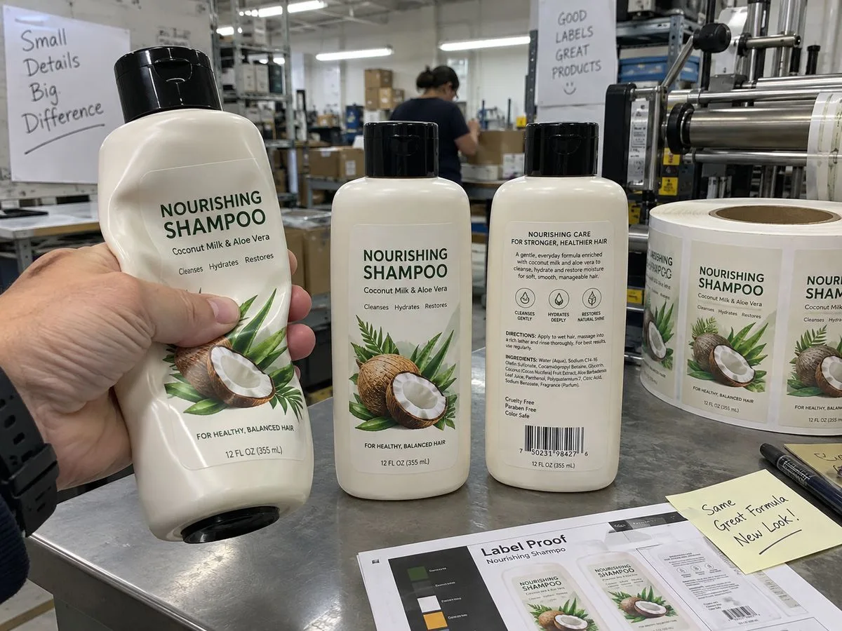 Squeeze film label recovering without wrinkles
