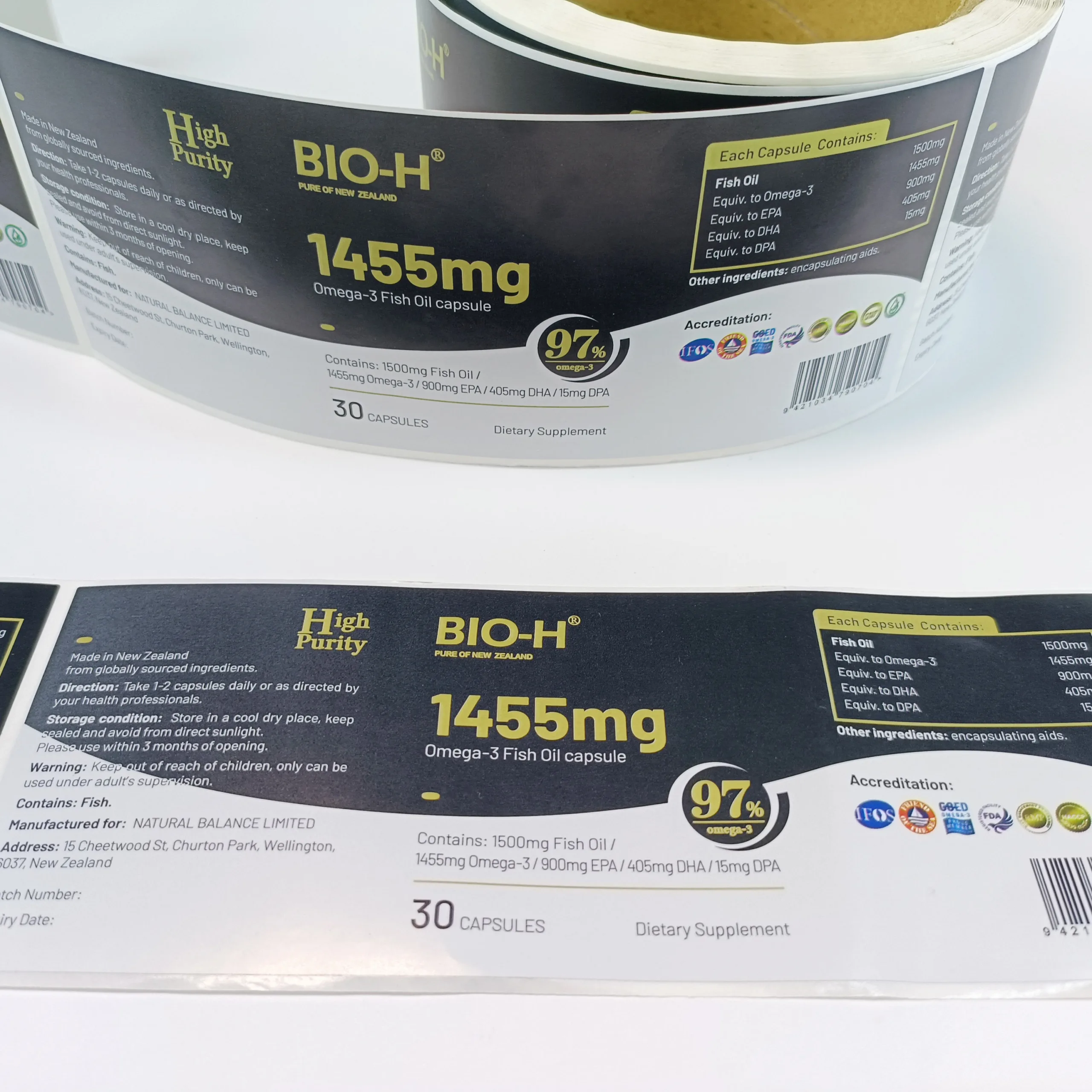 Supplement Container Label Roll